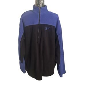Reebok Half Zip Jacket Men’s Medium Black And Blue. Oversized Med See Dimensions